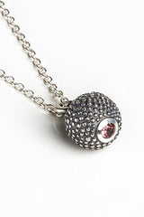 October Pink Tourmaline Birthstone Ball and Chain Pendant Necklace