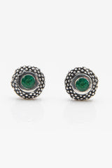 My May Emerald Bobbled Pollen Stud Earrings in oxidised silver