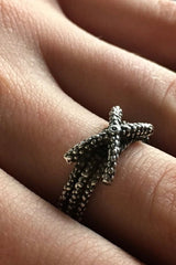 My Triple Kiss Cross Ring worn in oxidised silver