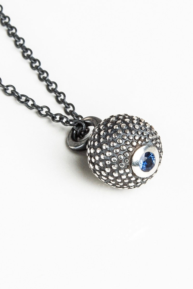 September Sapphire Birthstone Ball and Chain Pendant Necklace