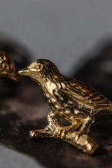 My Song Thrush Stud Earrings in yellow gold plated silver nestle in the corner of your ears