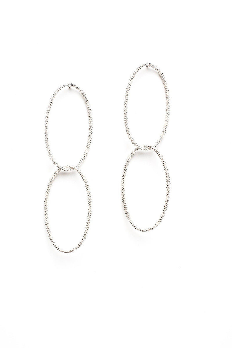 Double Oval Bobbled Hoop Drop Earrings