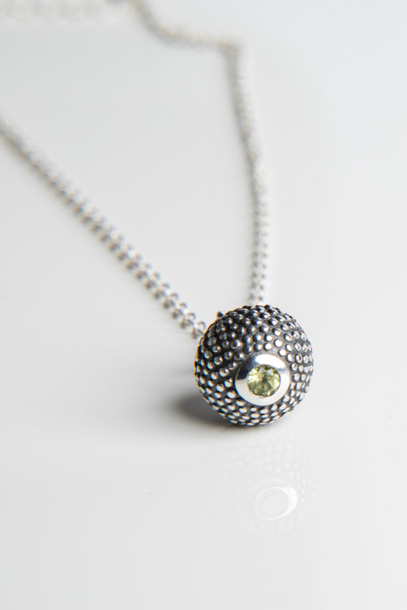 August Peridot Birthstone Ball and Chain Pendant Necklace