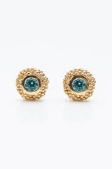 My October Blue Tourmaline Bobbled Pollen Stud Earrings in yellow gold plated silver