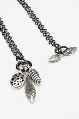 Three Pod Feather Cluster Pendant Necklace