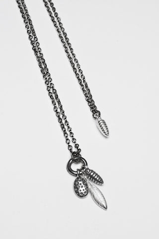 Three Pod Feather Cluster Necklace (Long)