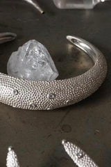 My Axolotl Cuff Bangle in silver with 7 diamonds and by my signature bobbled texture
