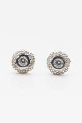 My April Cubic Zirconia Bobbled Pollen Stud Earrings in silver