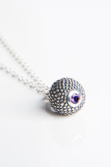 February Amethyst Birthstone Ball and Chain Pendant Necklace