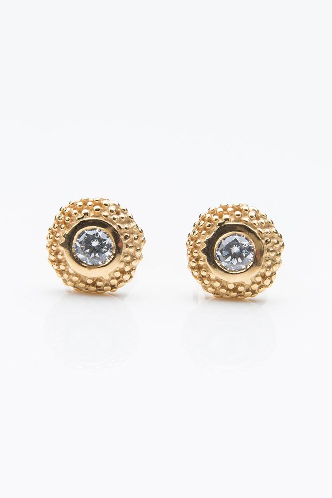 My April Cubic Zirconia Bobbled Pollen Stud Earrings in yellow gold plated silver