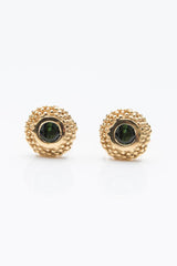 My October Green Tourmaline Bobbled Pollen Stud Earrings in yellow gold plated silver