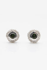 My October Green Tourmaline Bobbled Pollen Stud Earrings in silver