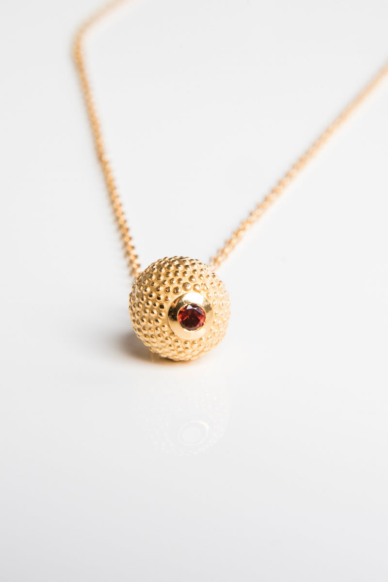 January Red Garnet Birthstone Ball and Chain Pendant Necklace