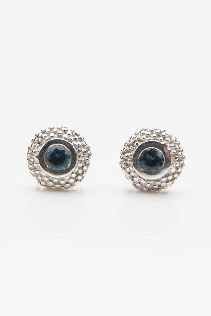 My November London Blue Topaz Bobbled Pollen Stud Earrings in silver