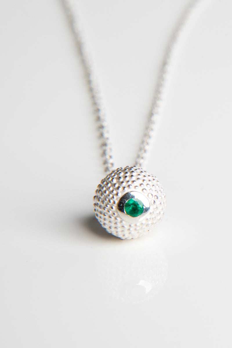 May Emerald Birthstone Ball and Chain Pendant Necklace