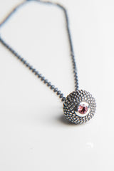 October Pink Tourmaline Birthstone Ball and Chain Pendant Necklace