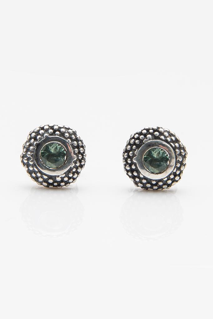 My June Alexandrite Bobbled Pollen Stud Earrings in oxidised silver