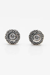 My April Cubic Zirconia Bobbled Pollen Stud Earrings in oxidised silver