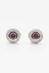 My October Pink Tourmaline Bobbled Pollen Stud Earrings in silver