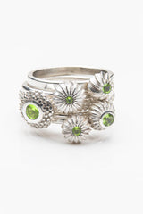 August Peridot Five Pollen Stacking Ring Set