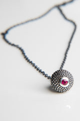 July Ruby Birthstone Ball and Chain Pendant Necklace