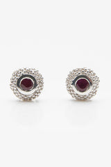 My July Ruby Bobbled Pollen Stud Earrings in silver