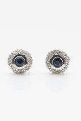 My September Sapphire Bobbled Pollen Stud Earrings in silver