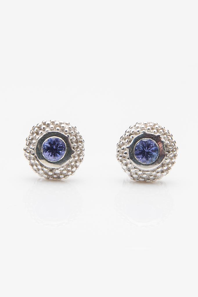 My December Tanzanite Bobbled Pollen Stud Earrings in silver