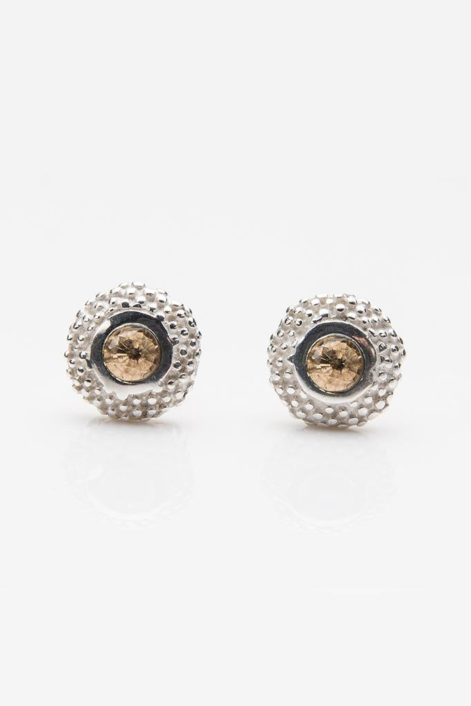 My November Yellow Topaz Bobbled Pollen Stud Earrings in silver